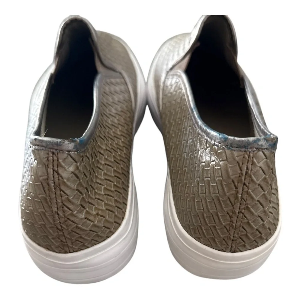 Hype Womens Sneakers Loafers Woven Metallic Gold Leather Slip-on Shoes 9